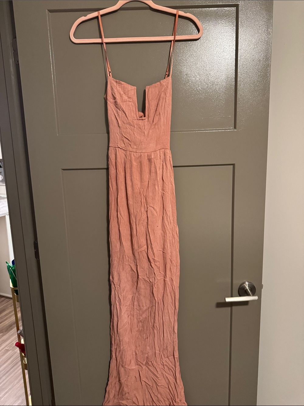 Sage by Showpo- Blush Pink plunging Spaghetti Strap Maxi Dres w/ double tie back